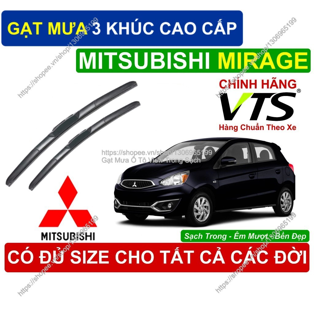 Gạt Mưa 3 Khúc VTS Kính Lái Mitsubishi Mirage, Cặp Gạt M.ưa Kính Lái Mitsubishi Mirage,  Mirage