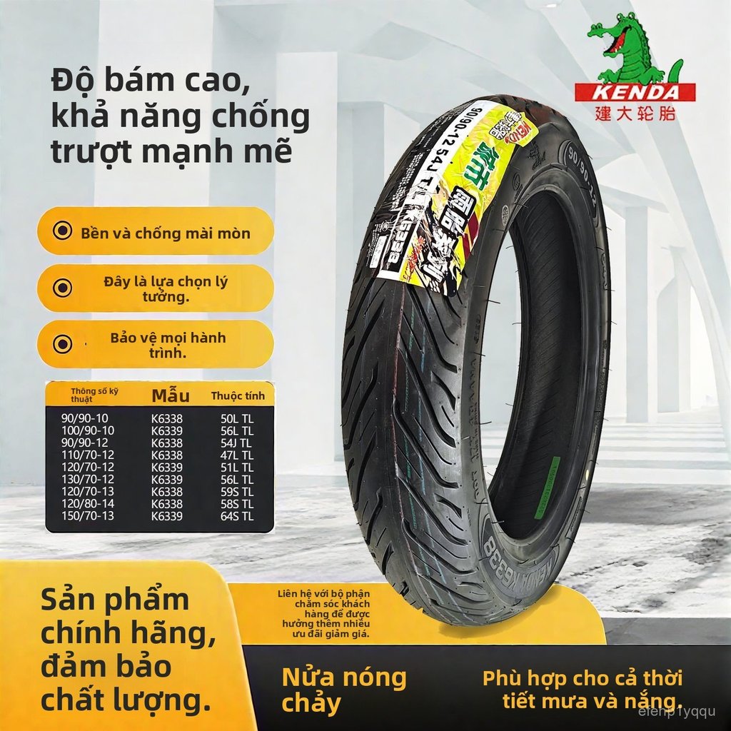 Lốp xe máy Kenda 90/90-12 bán nhiệt chống trượt mưa cho xe điện Ninebot bám đường bền đẹp