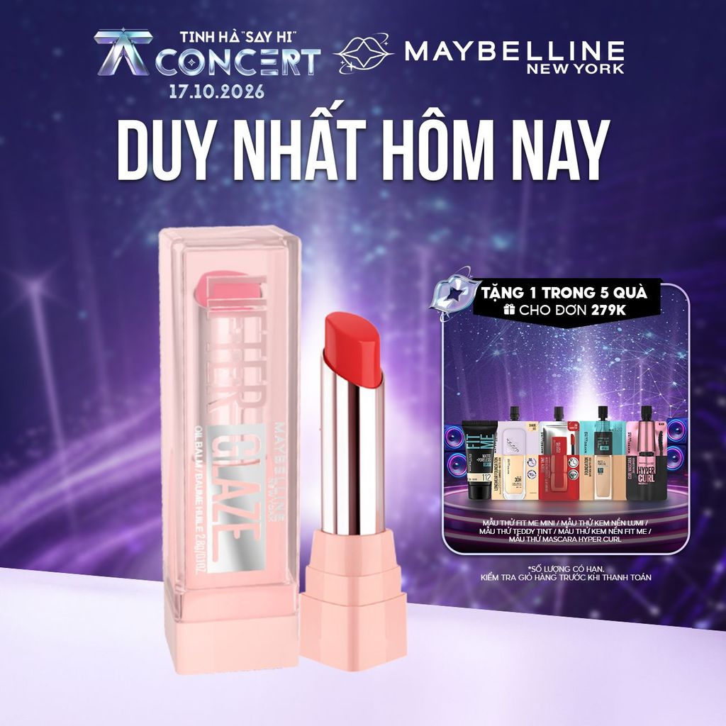 Son bóng dưỡng Maybelline New York Lifter Glaze cho môi mềm ẩm mướt, mọng thạch Cherry 2.8g
