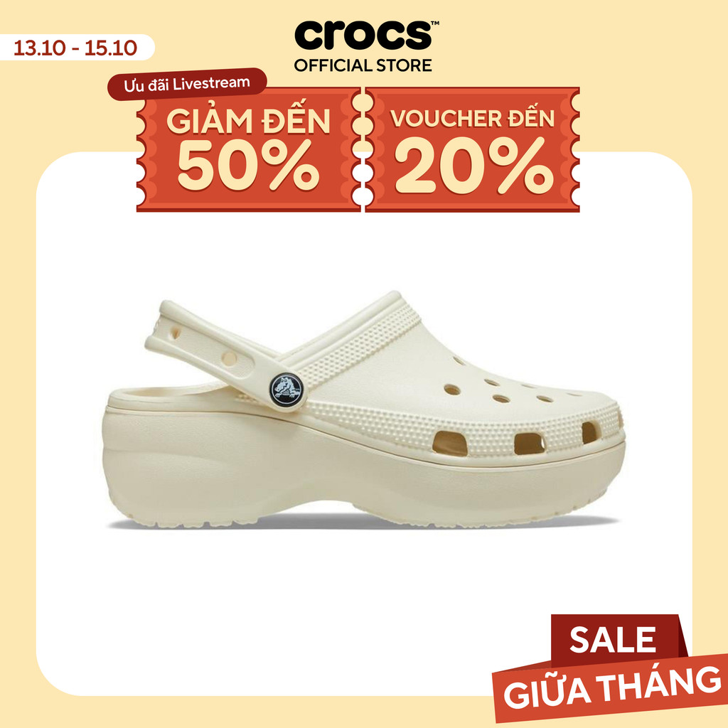 Giày Clog Nữ Crocs Platform Classic - Bone - 206750-2Y2