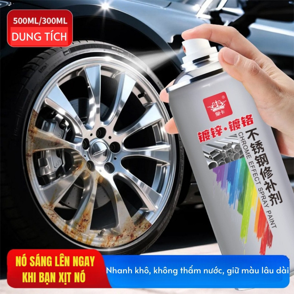 Sơn Bạc Mạ Crom 300ml Sơn Xịt Mạ Chrome Sáng Bóng, Siêu Bóng, Khô Nhanh, Tiện Lợi Dùng Trang Trí & Sửa Chữa