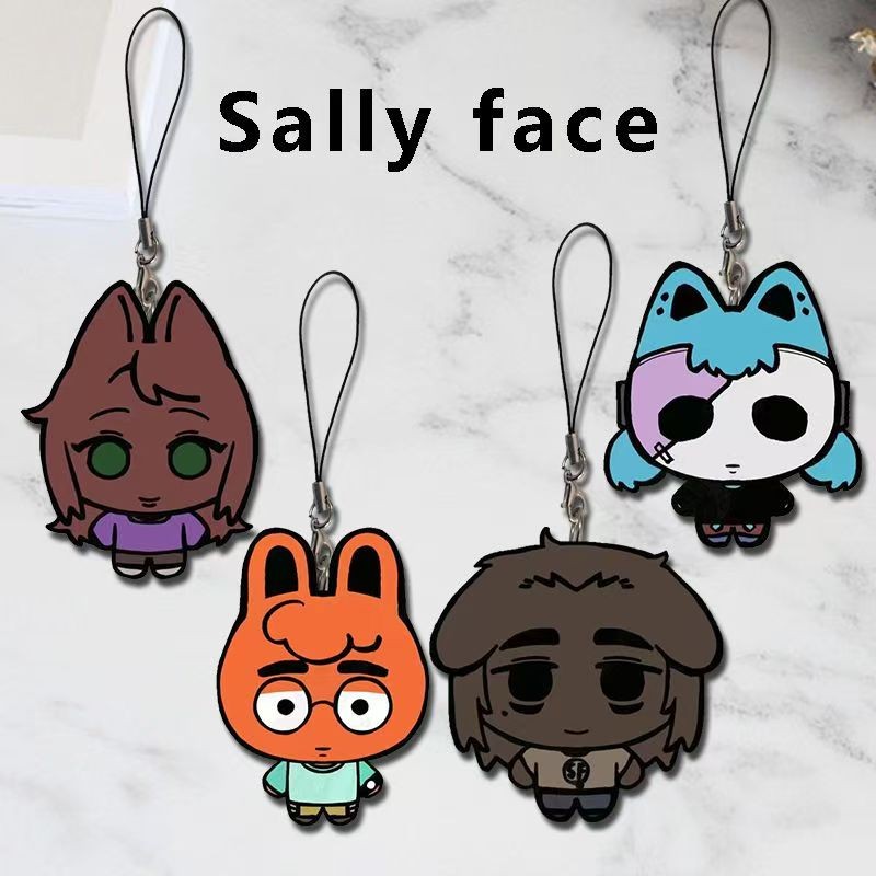 Sally Face Keychain Cartoon Acrylic Key Chain phone keychain charm anime  Car Key Ring