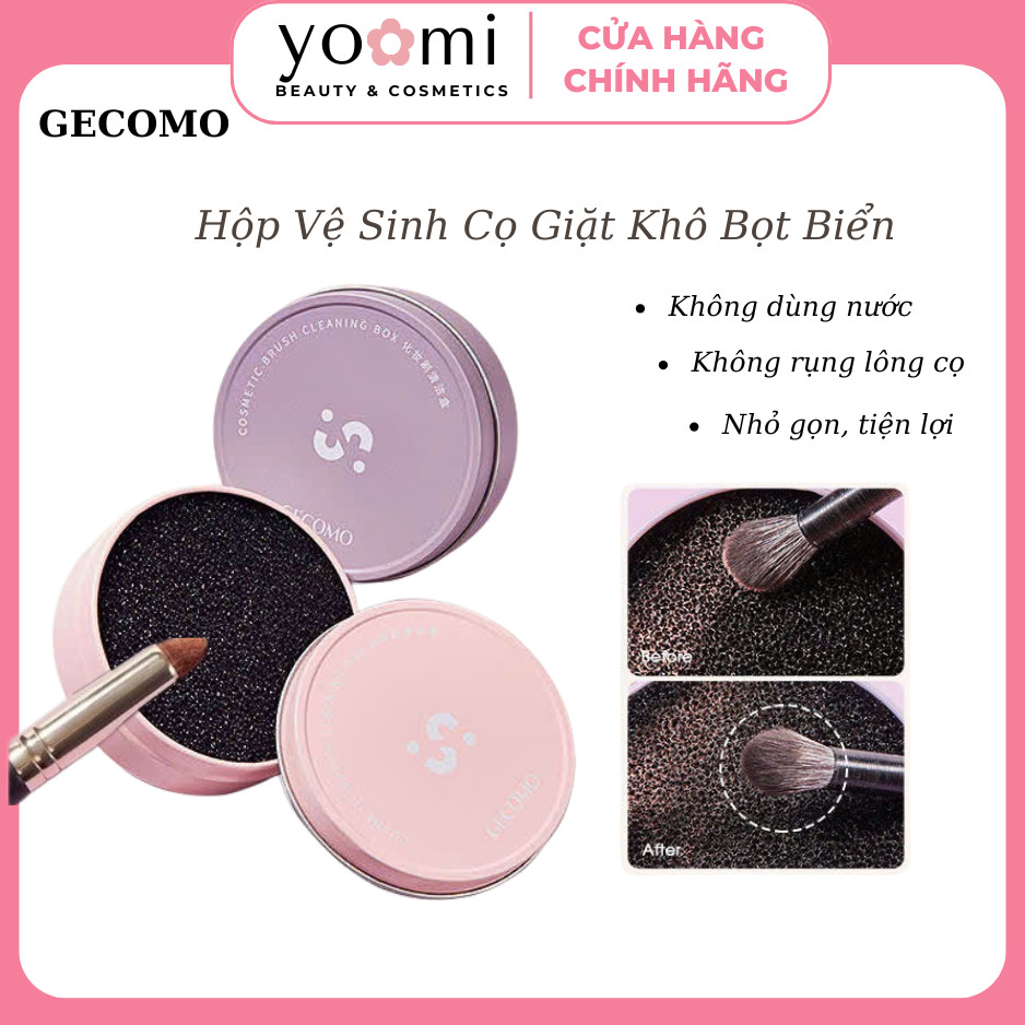 [GECOMO] Hộp Bọt Biển GECOMO Vệ Sinh Giặt Cọ Khô Làm Sạch Cọ Trang Điểm Không Dùng Nước Tiện Lợi YOO