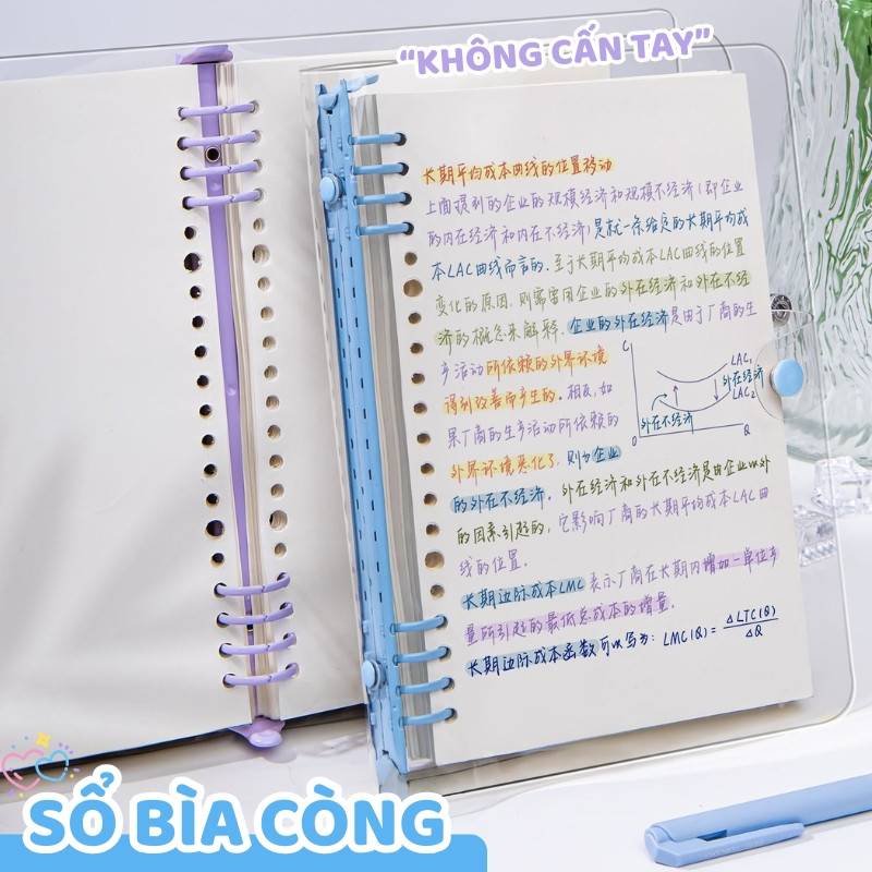 Sổ Còng Bìa Nhựa Mềm Trong Suốt A5 – Còng Sổ Nhựa Tháo Rời, Nhiều Màu Pastel Thay Ruột Dễ Dàng
