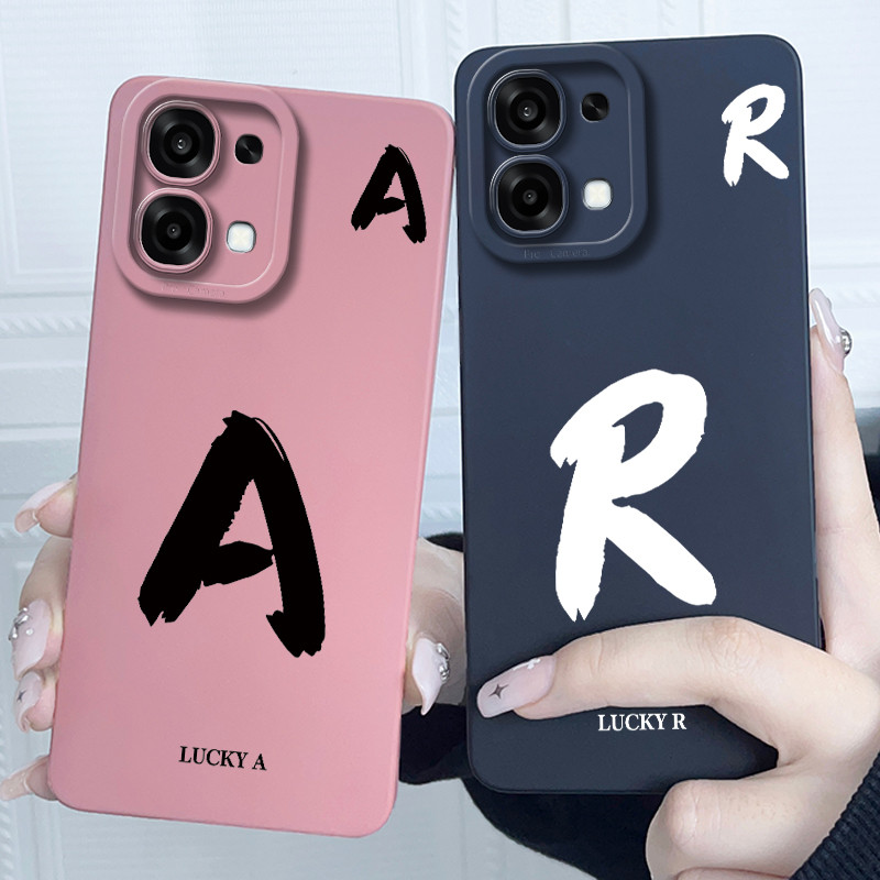 Dành Cho Oppo A6 Pro 5G Ốp Lưng May Mắn Chữ Cái Ban Đầu Silicon Chống Sốc Mềm Mờ Ốp Lưng Điện Thoại 