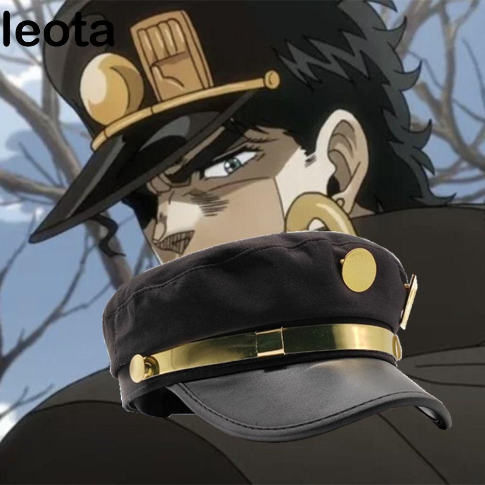 LEOTA Kujo Jotaro Cosplay Cap - Retro Đen Bạc Da PU Flat Top Cap Dành Cho Nữ