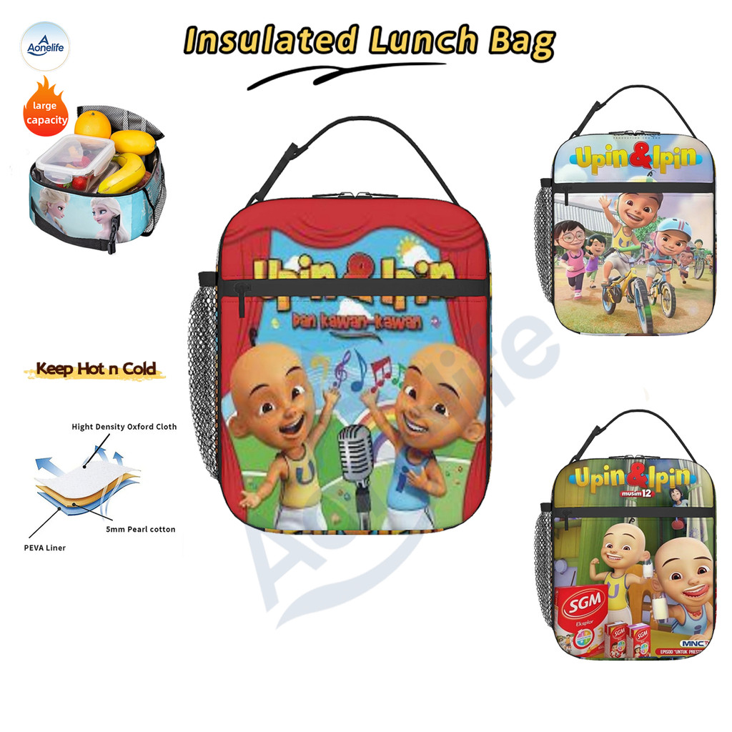 Upin Ipin Và Những Người Bạn Cách Nhiệt Túi Ăn Trưa Làm Mát Nhiệt Dã Ngoại Hộp Đựng Đồ Ăn Trưa Túi B