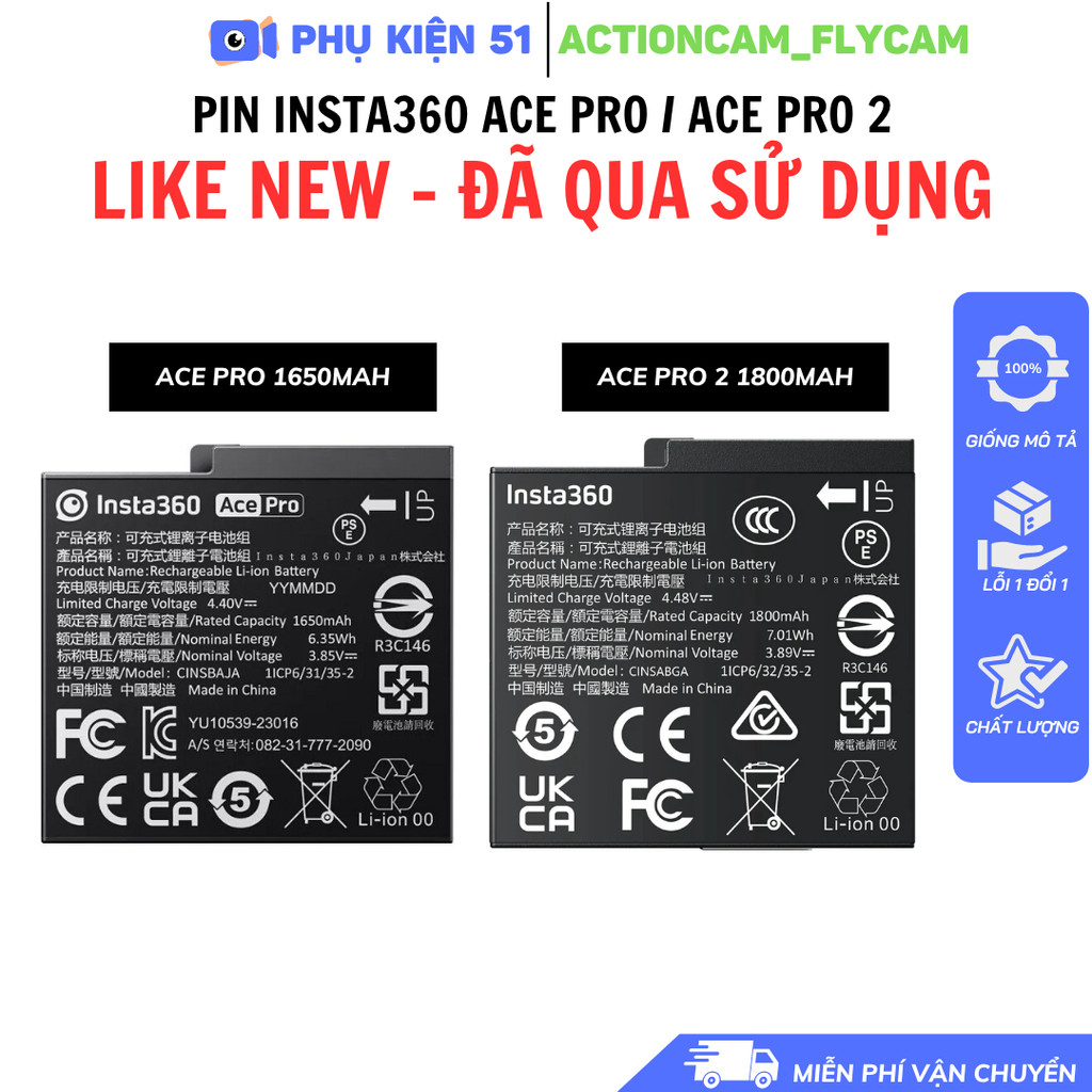 Pin Insta360 Ace Pro / Ace Pro 2 LIKE NEW đã qua sử dụng