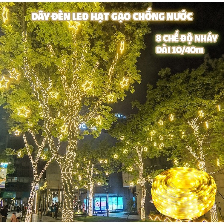 Dây Đèn Led Hạt Gạo Trang Trí Trong Nhà / Ngoài Trời, Trang Trí Giáng Sinh Noel Lễ Tết Chống Nước 10