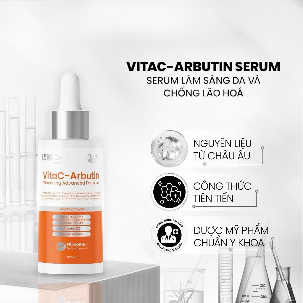Serum Sáng Da, Chống Lão Hoá MD CARE VitaC-Arbutin Serum - Whitening Advanced Formula 30ml