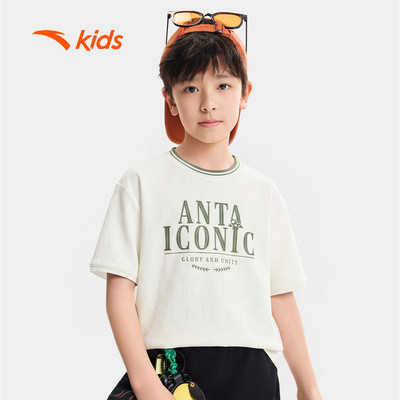 Anta Kids Áo Thun Ngắn Tay Bé Trai từ 10-14 tuổi Iconic Thoáng Mát, Thời Trang Năng Động 3526C8103