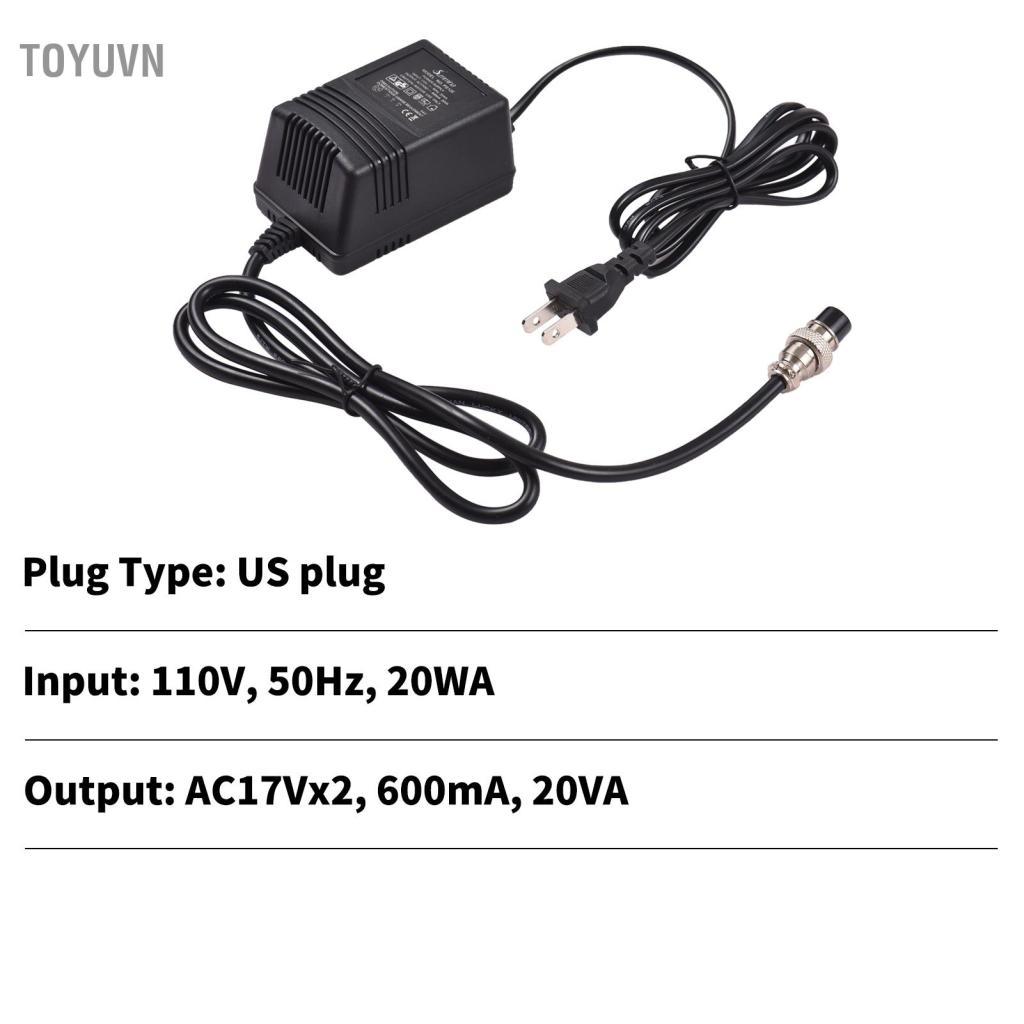 Toyuvn Summina 17V 600mA Trộn Âm Trộn Nguồn Điện AC Adapter 3 Cổng Kết Nối Bàn Đạp 110V Đầu Vào phíc