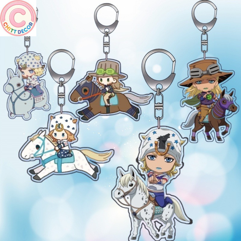 Móc khóa acrylic hình Johnny Joestar và Gyro Zeppeli trong phim hoạt hình Steel Ball Run