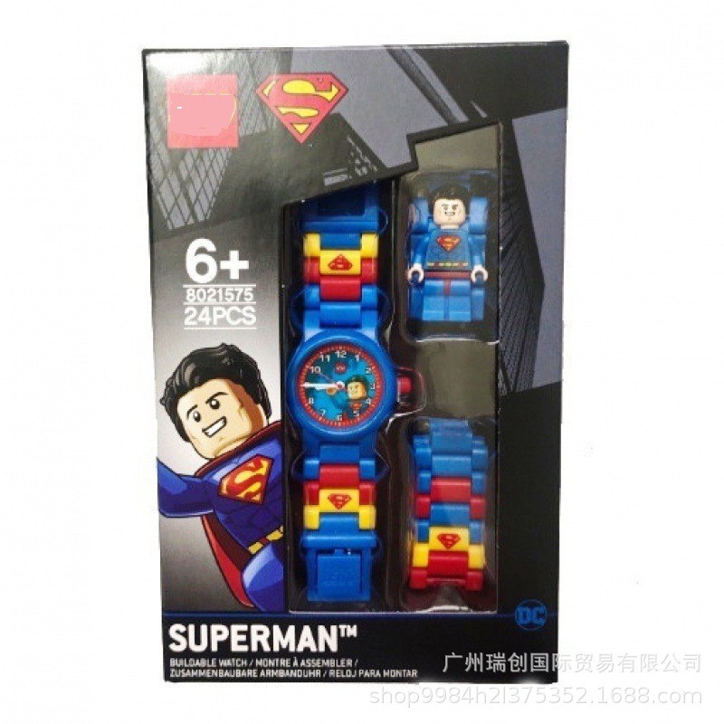Tương thích Lego Đồ chơi đồng hồ trẻ em Lắp ráp Khối xây dựng Cảnh sát Batman Superman Phantom Ninja