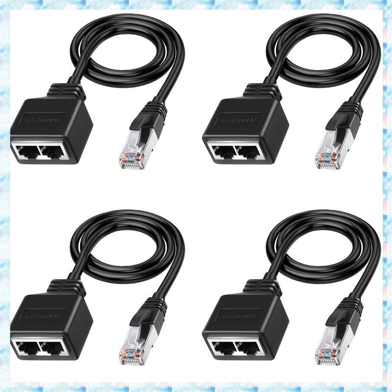 [R Q M U] Cáp chuyển đổi Ethernet LAN 4X RJ45 Nam sang 2 Nữ RJ45 Cáp chuyển đổi mạng LAN Ethernet 1 