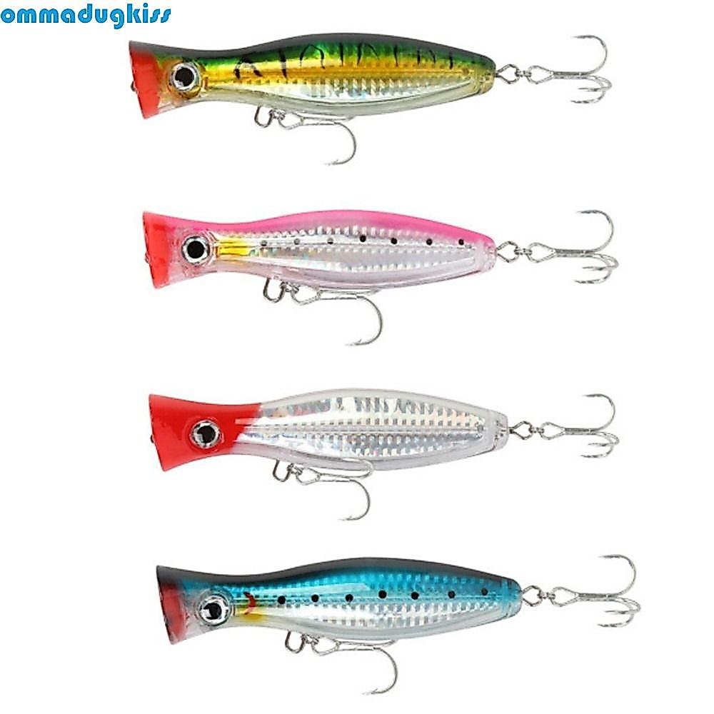OMMAD 4 Chiếc Topwater Popper, 12cm 43g Có Mắt Top Water Popper Mồi, Bền Cứng Kích Thước Lớn ABS Lớn
