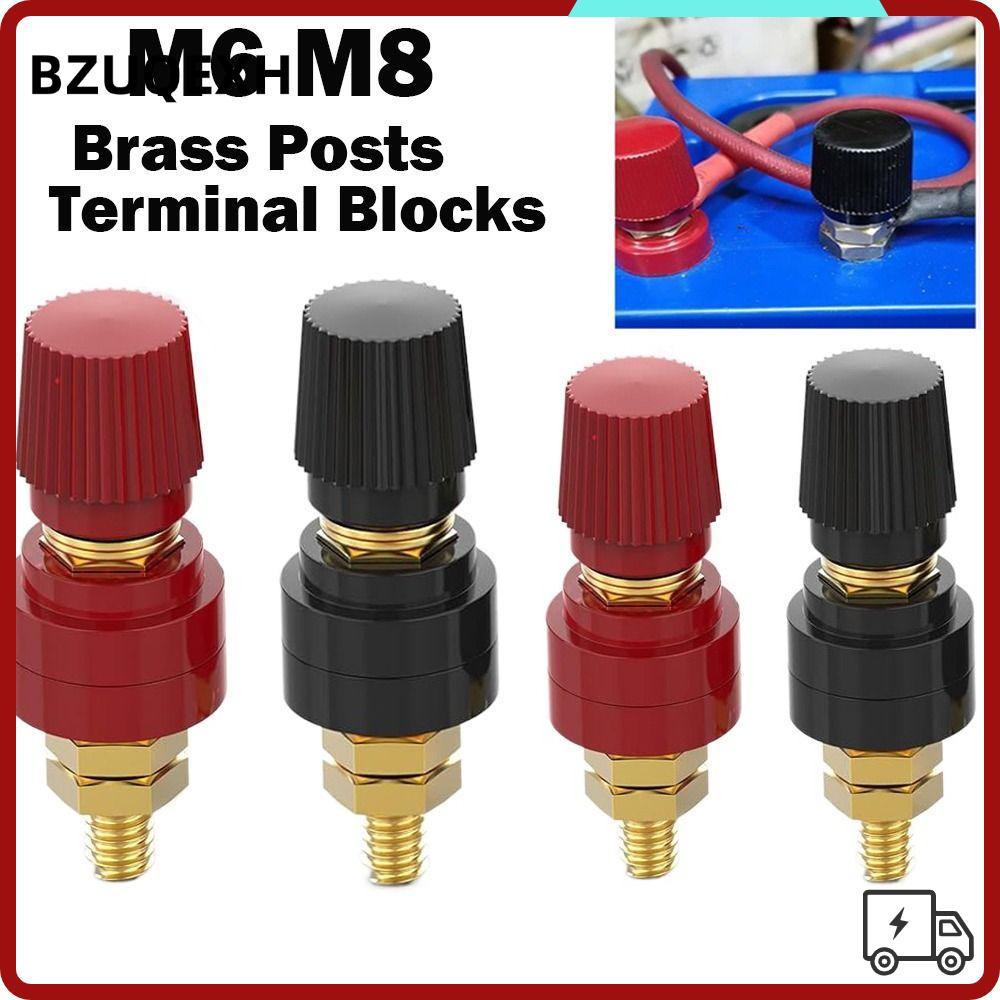 BZUQEXH Binding Post Terminal, Brass M6 M8 Post Terminal Blocks, Terminals Red Black Post Connector