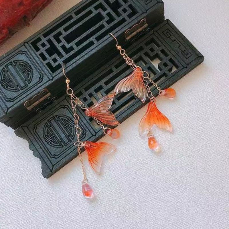 Earring Mermaid tq Girlish Czech Earrings with Sweet Little Fish Tails pp Cute Fairy Crystal Lady's 