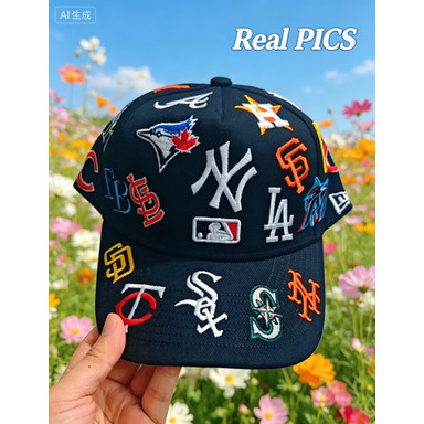ERA MỚI MLB Tất cả trên 9FORTY A-Frame Snapback 9Forty Cap-BLACK Nhiều màu thêu ngoài trời Mũ che nắ