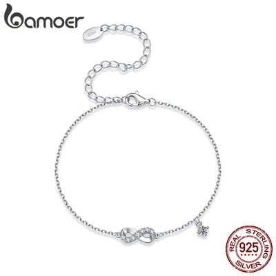 Bamoer Bạc 925 Vô Cực Moissanite Vòng Tay Có Thể Điều Chỉnh Kích Thước Trang Sức Quà Tặng Cho Nữ