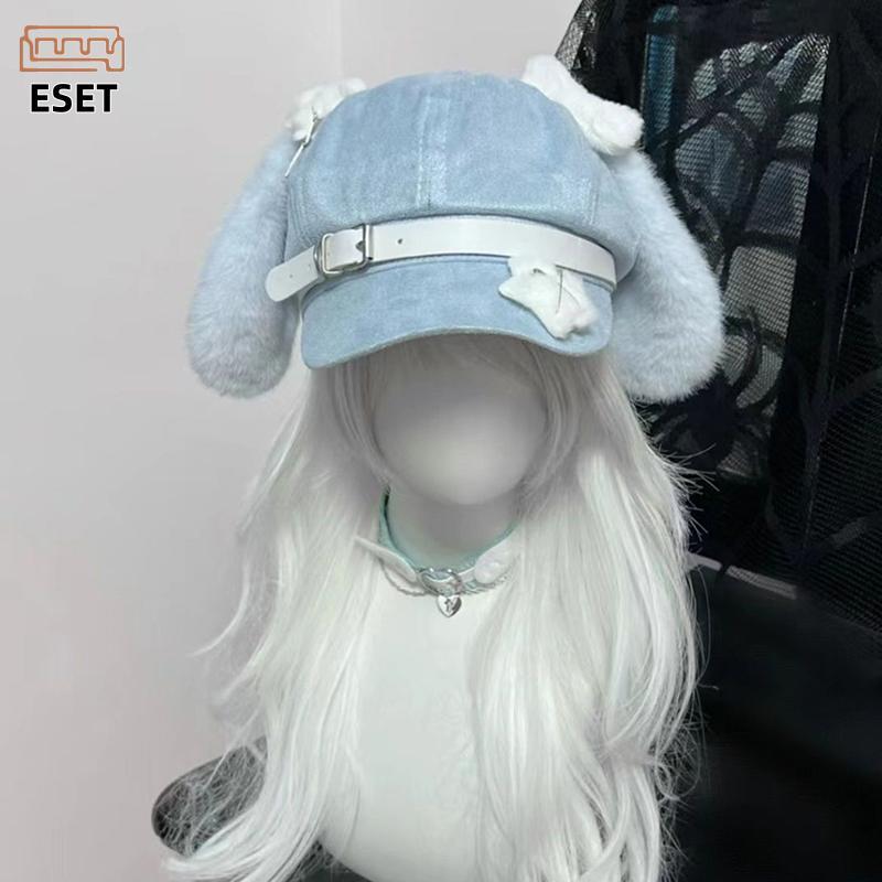 Mới Gothic Gothic Gothic Gothic Gothic Beret Kawaii Punk Xương Dài Tai Chó Con Mũ Nữ Cô Gái Cosplay 