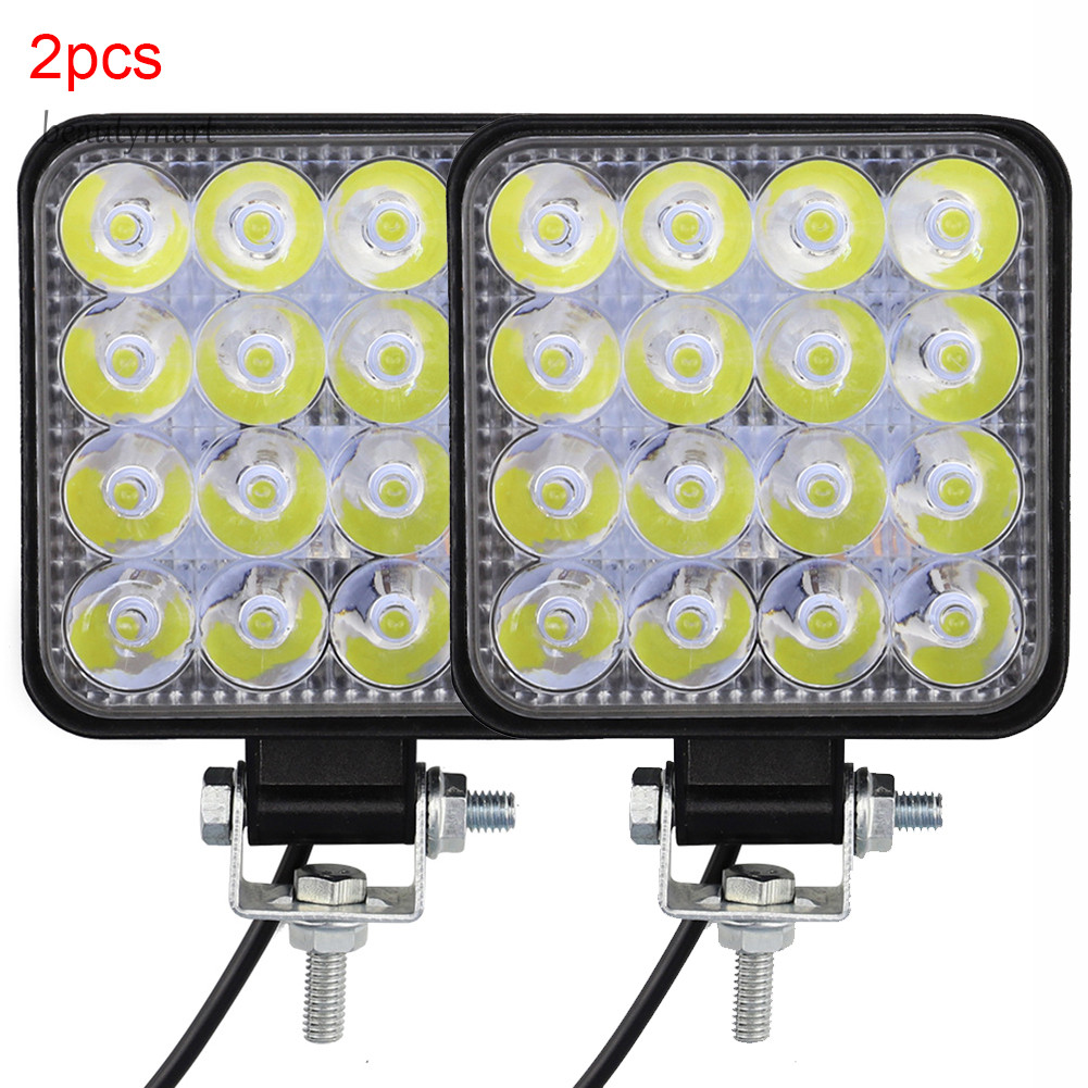 2 Chiếc 48W Vuông Sáng LED Đèn Làm Việc Xe SUV Xe Tải Lái Xe Đèn Sương Mù