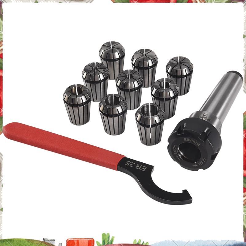 9 Chiếc Er25 Lò Xo Collets + 1 Cái Mt3 Er25 Collet Chuck Morse Côn Giá Đỡ Cho Cnc Phay Tiện Dụng Cụ