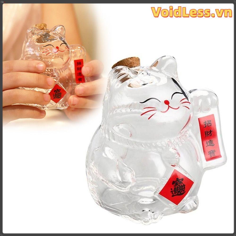 VOIDLESS Heo Đất, Lọ Tiền Thủy Tinh, Phim Hoạt Hình Mèo May Mắn Mini Đậu Vàng Bình Bảo Quản Cho Phòn