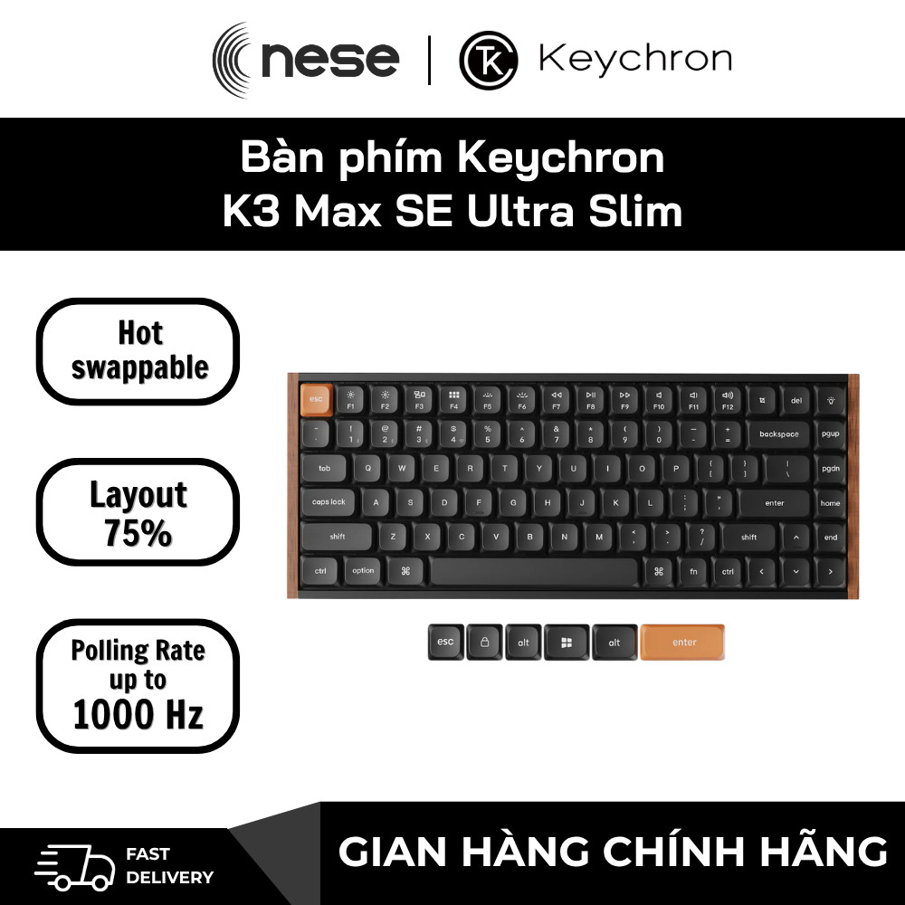 (Special Edition) Bàn phím cơ Keychron K3 Max SE Ultra Slim | Hot Swap | RGB | 2.4GHz&Bluetooth 5.2