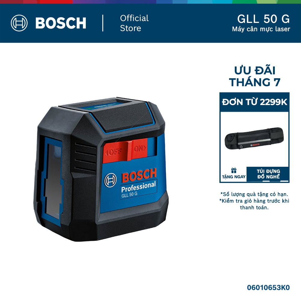Máy cân mực laser Bosch GLL 50 G – Laser tia xanh, hiển thị rõ, chính xác cao