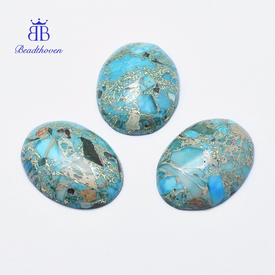 1 Kyanite / Cyanite / Disthene Cabochons với đường vàng Hình bầu dục phẳng 30x22x6mm