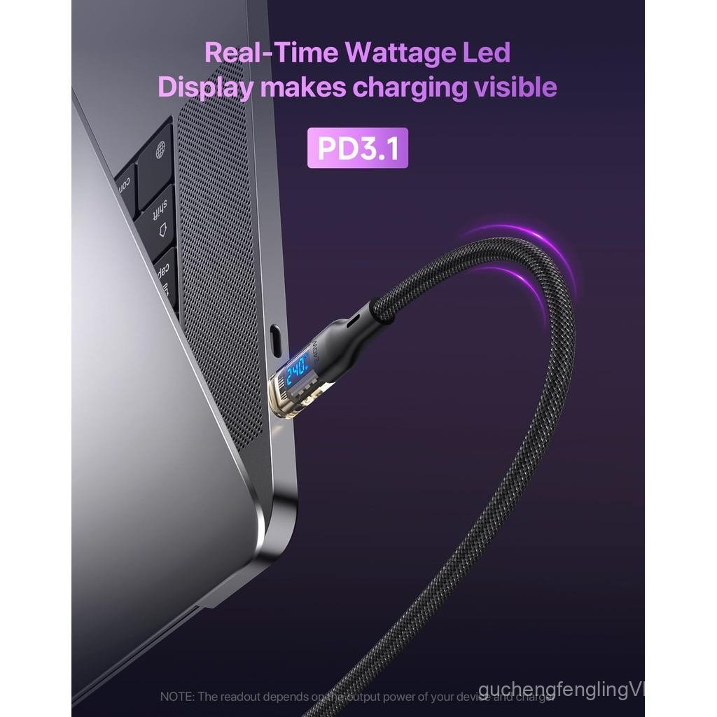 Cáp USB C sang USB C 240W có màn hình LED Tương thích với sạc nhanh 140W 100W cho MacBook Pro, lPhon