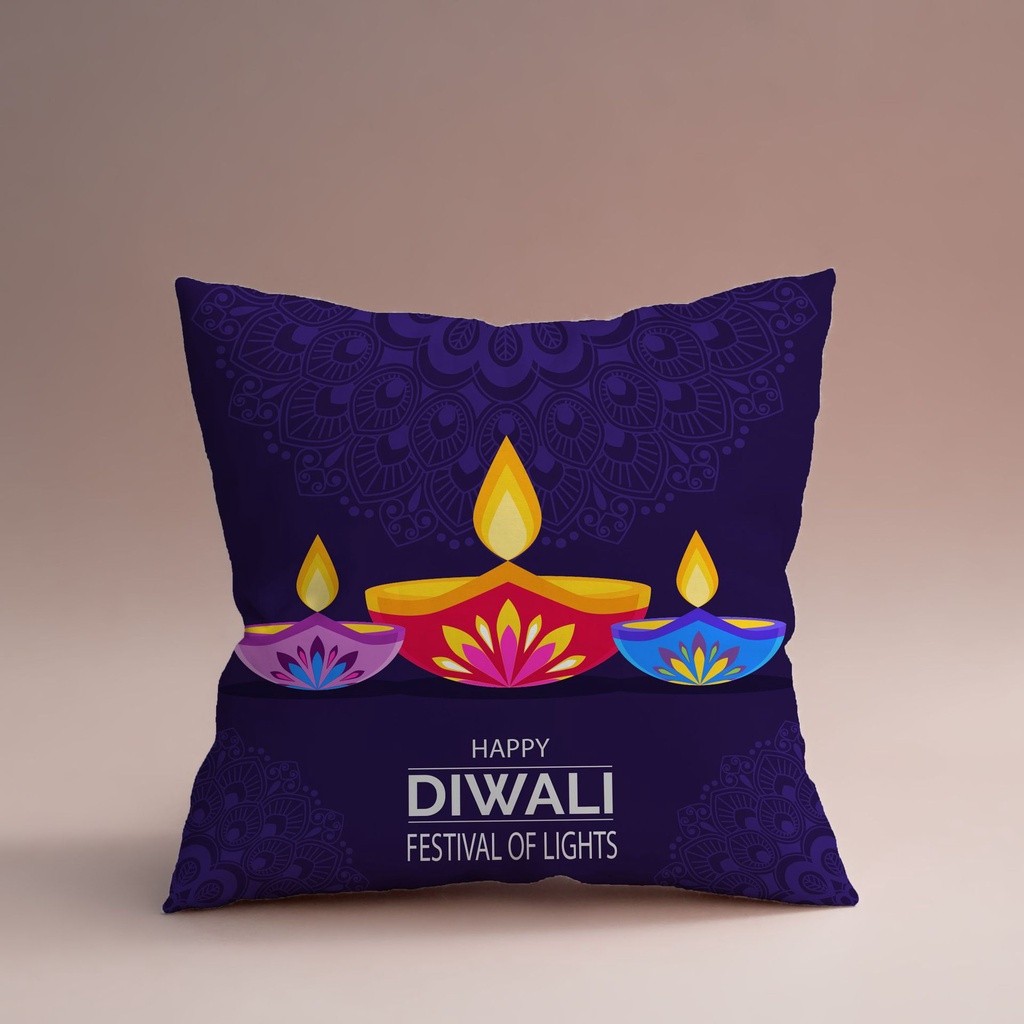 Happy Diwali Trang Trí Nhà Gối 45 * 45cm Diwali Vỏ Gối In Đệm Polyester Gối Ngắn Sang Trọng