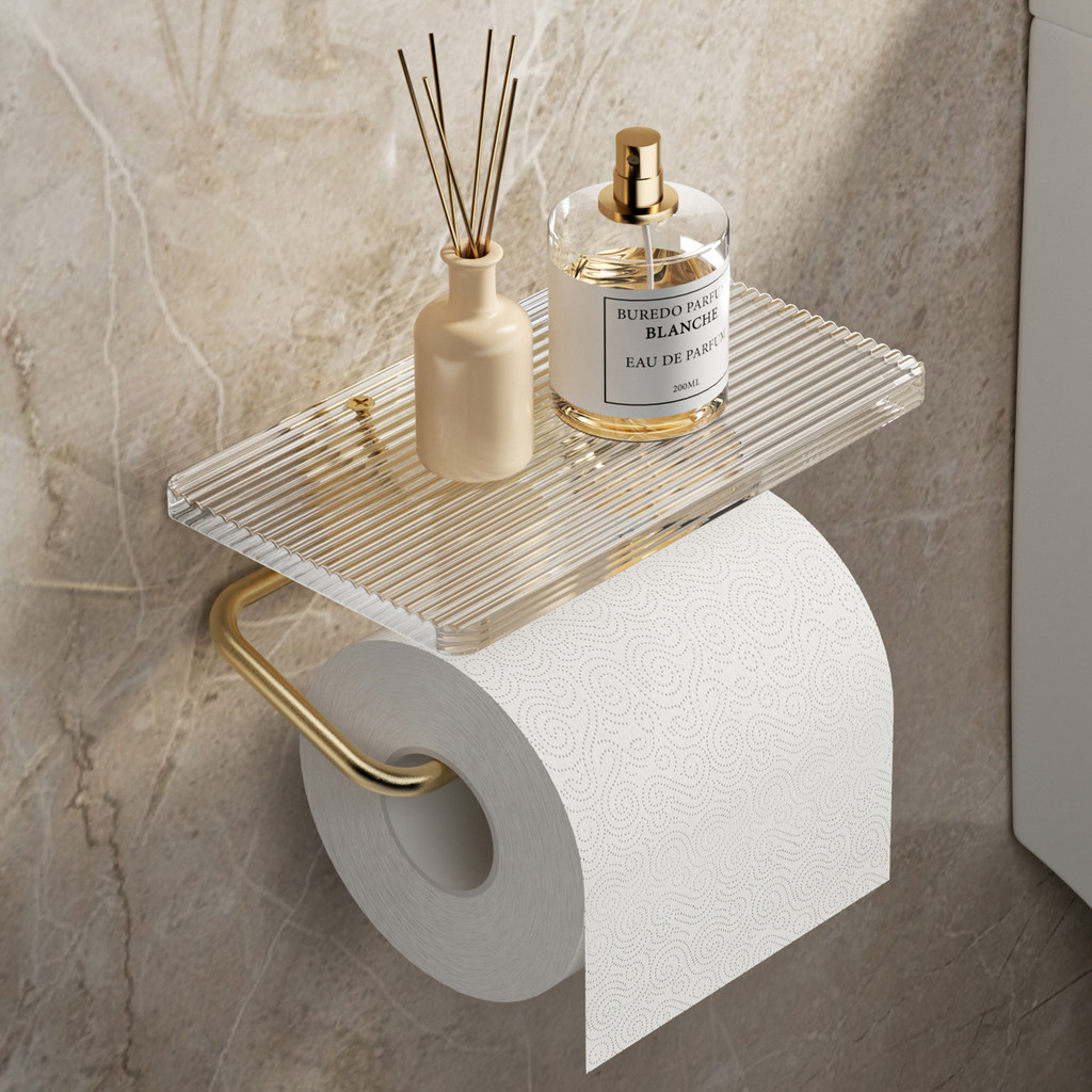 Preferred#Light luxury bathroom tissue box wall-mounted storage toilet paper holder no-drill shelf a