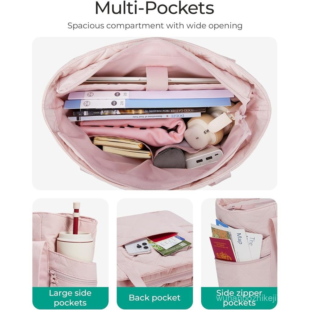 Túi tote nghiền BAGSMART dành cho nữ, Túi tote làm việc phồng 20L có dây kéo, Túi đựng bệnh viện y t
