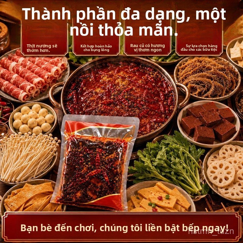 Nước lẩu Trùng Khánh, mỡ bò, lẩu cay Tứ Xuyên, Oden, gia vị lẩu gói nhỏ dùng tại nhà.