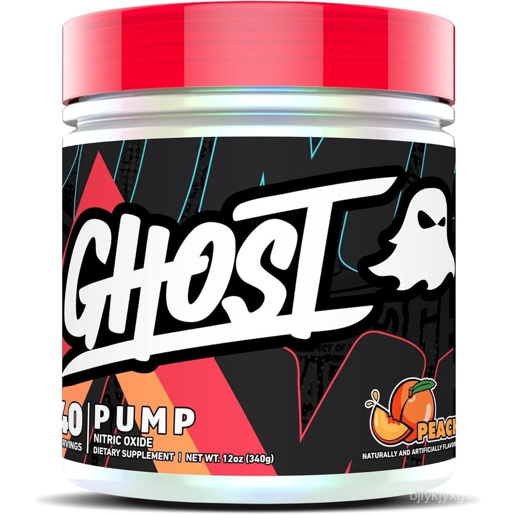 GHOST Pump Bột Oxit Nitric, Đào - 40 khẩu phần - Sữa bột Pre-Workout-Free & Stim-Free - L-Citrulline