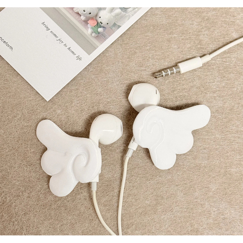 Girly Angel Wings Creative 3D Printed Wired Headphones High-End Accessories Decorative Accessories