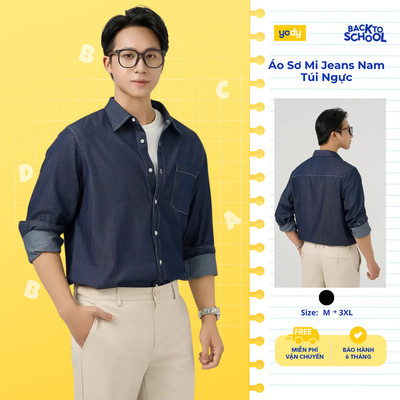 Áo sơ mi jean YODY vải Denim cotton form rộng rãi, trẻ trung MCSH25S046