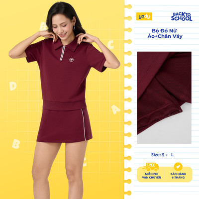 Bộ đồ nữ YODY set chân váy+áo tshirt trẻ trung, vải cotton thoáng mát, thấm hút WCST26S018