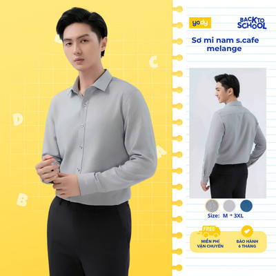 Áo sơ mi dài tay YODY vải cafe không bám mùi hôi khô nhanh thân thiện môi trường  TRA - SMM7009