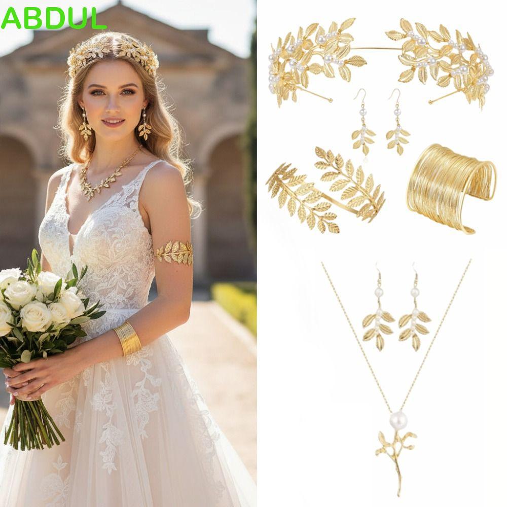 ABDUL Bộ trang sức cưới nữ, Bông tai cô dâu Baroque Nữ thần Hy Lạp Trang sức tóc, Vòng cổ trang sức 