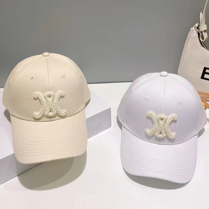 Versatile off-white baseball cap for men and women, couple's hard-brimmed cap, spring and summer sun
