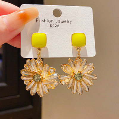 Pinkdudu Hình Học Hoa Bông Tai Nhỏ Giọt Men Pha Lê Dangles Vintage Ánh Sáng Sang Trọng Trang Sức Cho Nữ PD2649