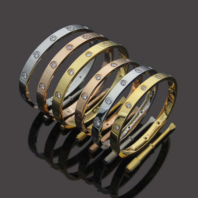 9SOD Diamond titanium white steel bracelet, diamond bracelet for men and women, all-diamond couple's