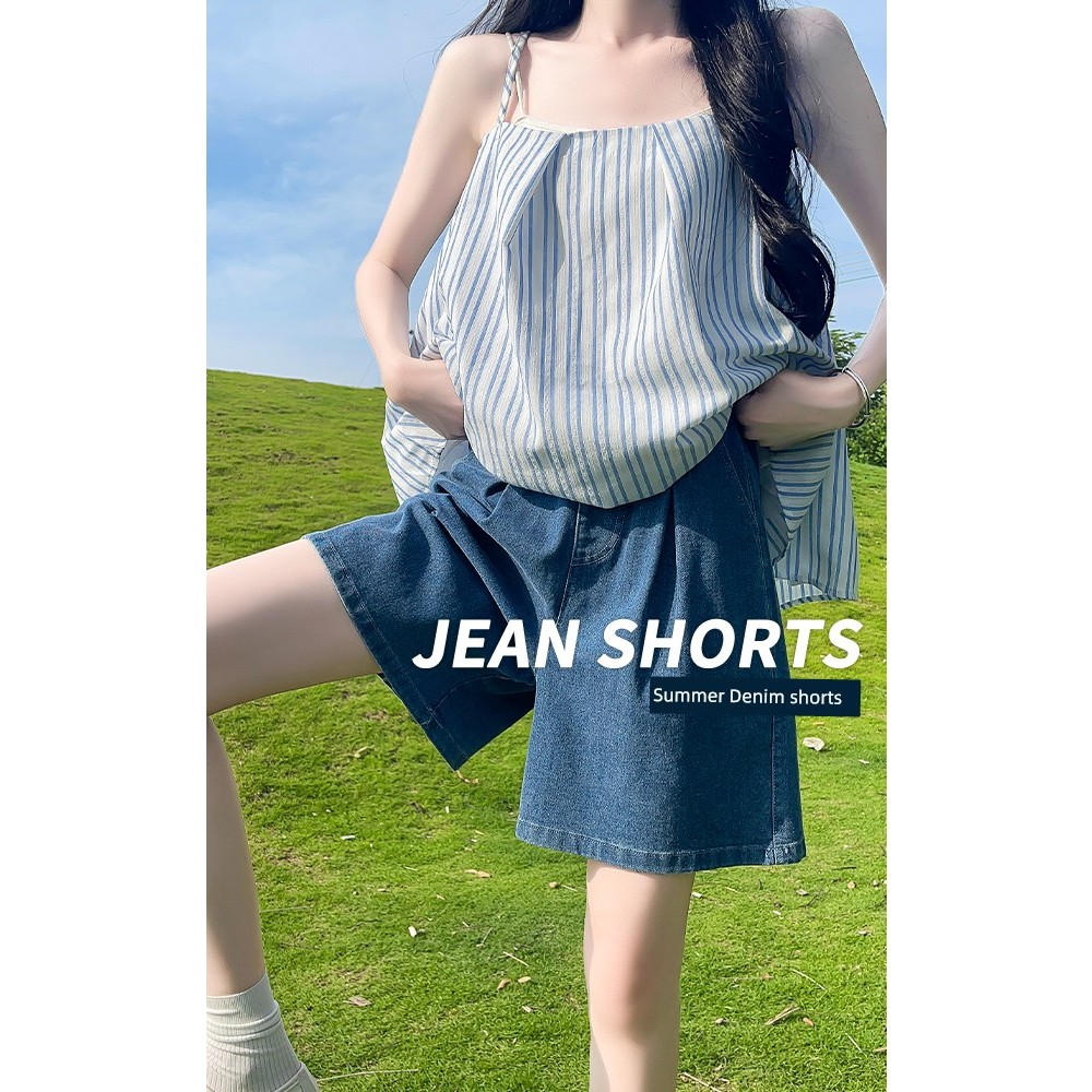 quần short nữ cạp cao quần short nữ bigsize Quần short Denim thông thường phối lưng cao Tencel