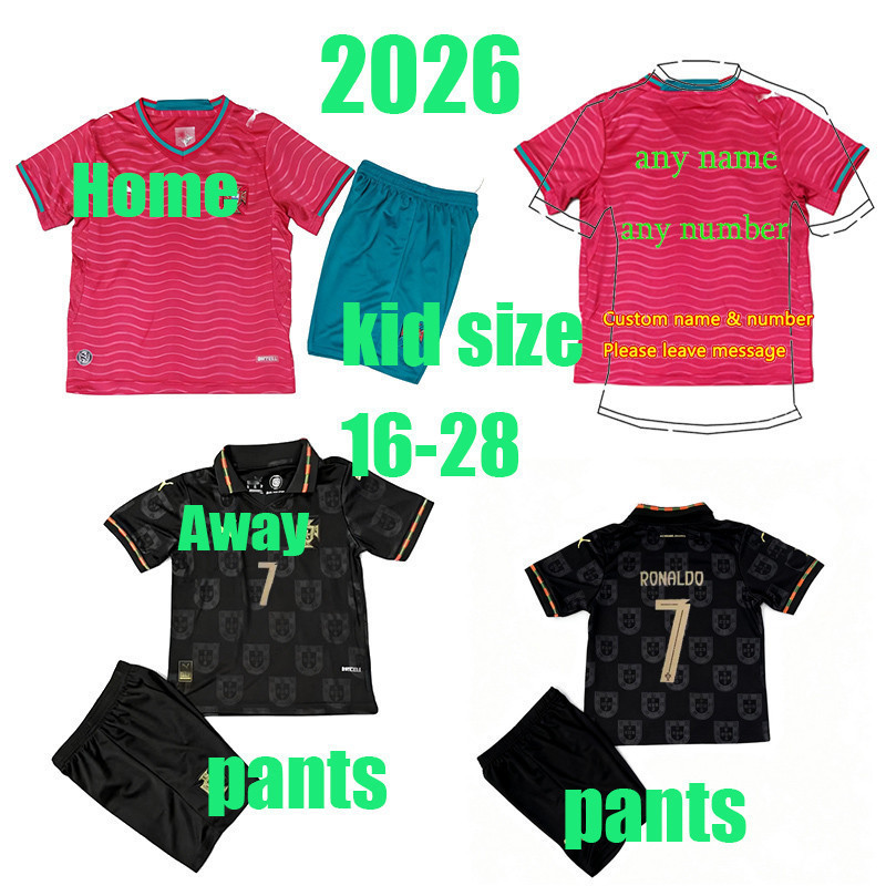 2026 RONALDO jersey 26 / 27 Bồ Đào Nha Quần Áo Bóng Đá Bộ Trẻ Em (Có Và Quần) BERNARDO FERNANDES LEA