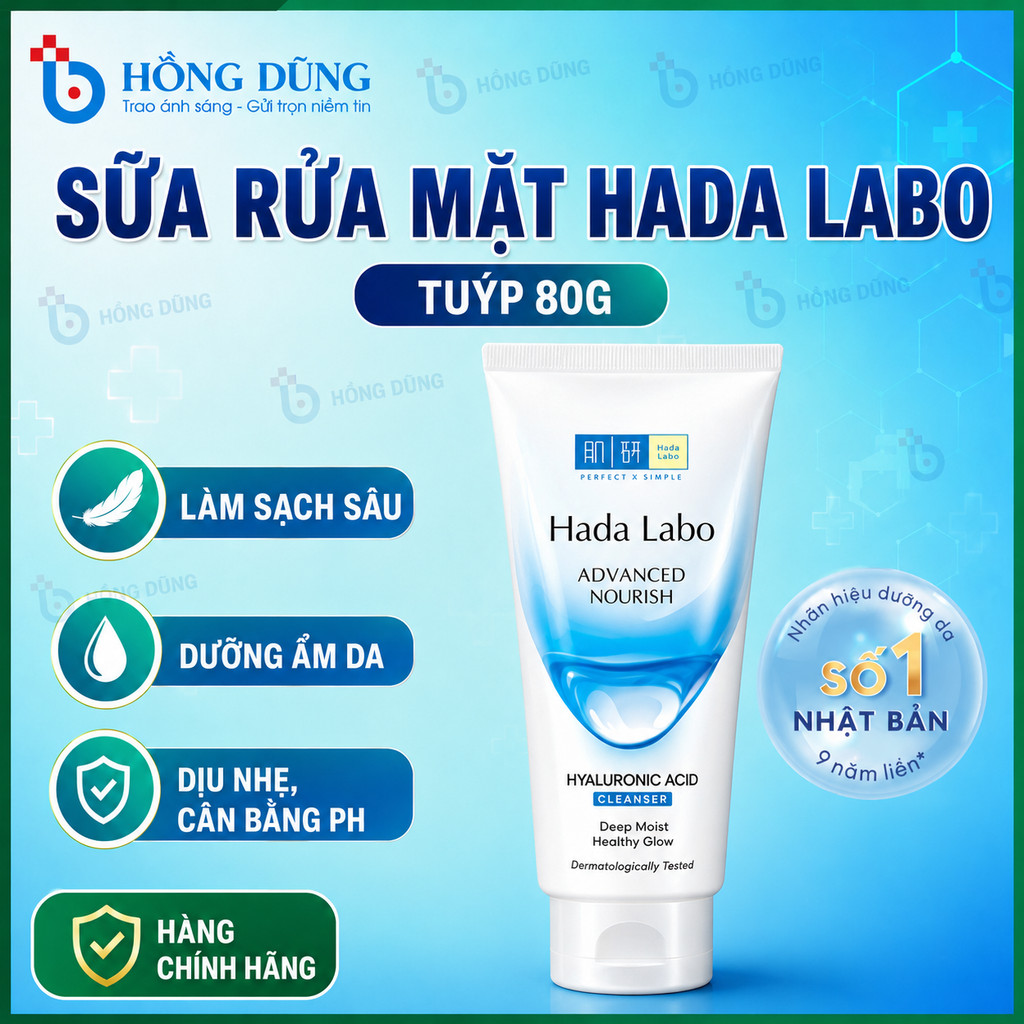 Sữa rửa mặt dưỡng ẩm tối ưu Hada Labo - Chính hãng SRM Hadalabo