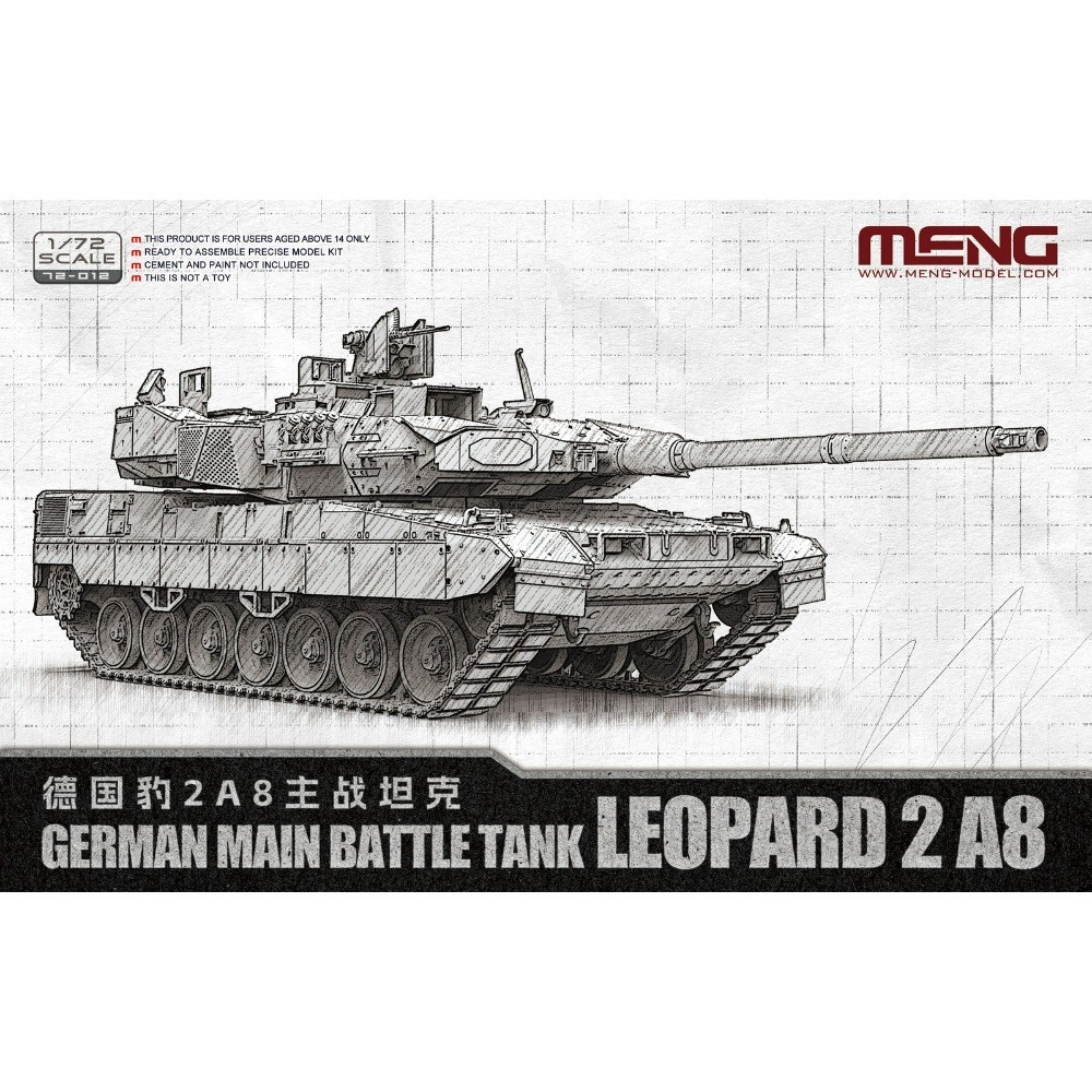 MENG 72-012 / 72 Bộ mô hình lắp ráp xe tăng chiến đấu chính Leopard 2A8 của Đức