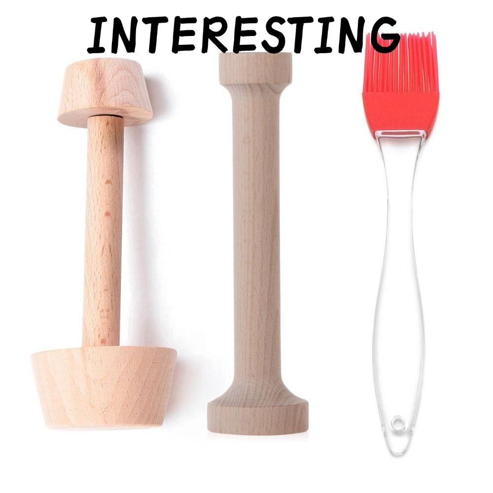 INTERESTING 2 CÁI Mallet thực phẩm, Tamper Tart hai mặt bằng gỗ, Định hình nướng bánh DIY Dụng cụ nh
